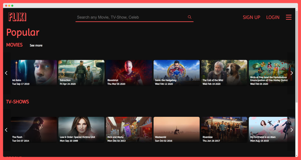 flixi website screenshot.